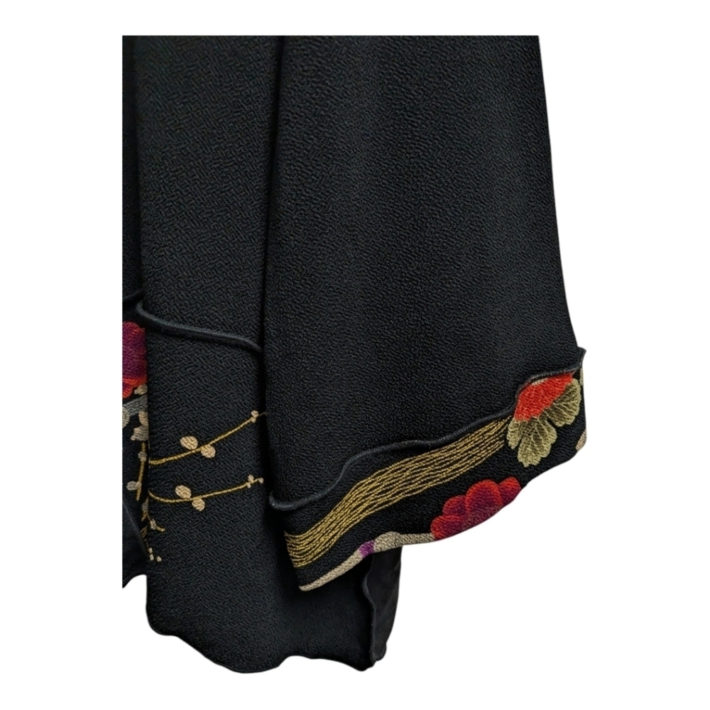 MOONLIGHT JACKET ASIAN GARDEN black floral kimono style art to wear - Picture 6 of 10
